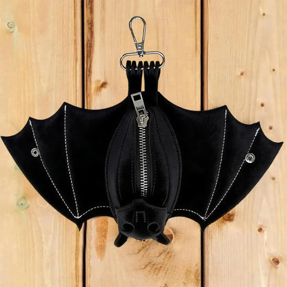 Coin Purse PU Leather Bat Gothic Bag Keychain Change Purse with Foldable Wings for Shopping Travel Work School Events Outdoor Good Vibrations