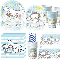Cartoon Cinnamon Dog Birthday Decoration Mascot Disposable Tableware Plate Tablecloh Cup Baby Shower Girls Party Supplies Good Vibrations