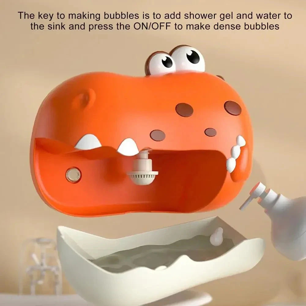 Bath Bubble Machine Music Automatic Bubble Blower Dinosaur Shape Electric With Suction Cup Children Bathing Companion For Kids Good Vibrations