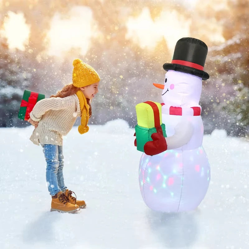 1.5m Christmas Inflatable Snowman Airblown Decor with LED Light Christmas Outdoor Courtyard Garden Doorway Ornaments Party Props Good Vibrations