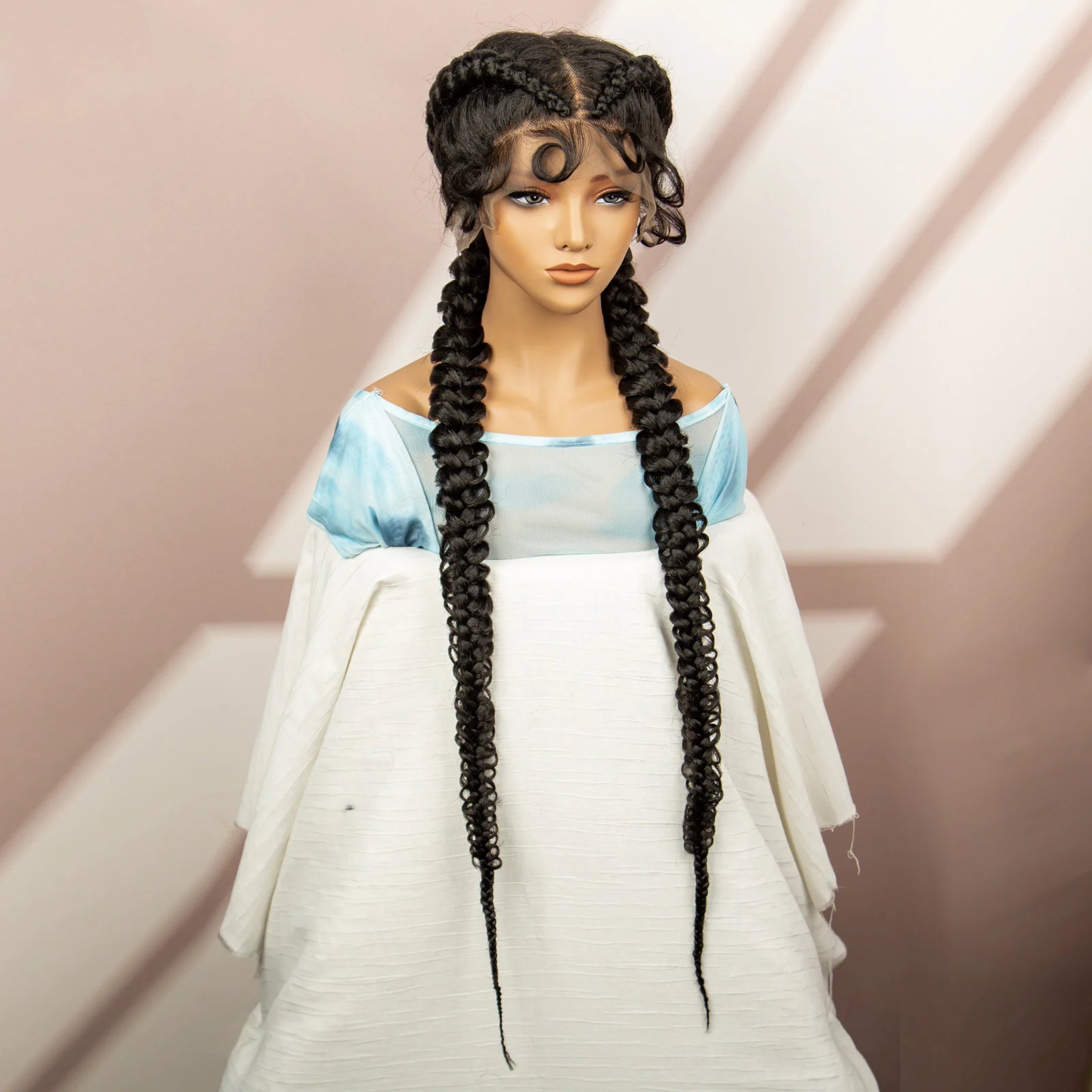 Synthetic Goddess Braided Wigs Cornrow Braided Wigs with Baby Hair Braids Wigs for Women Daily Use Knotless Wigs Good Vibrations
