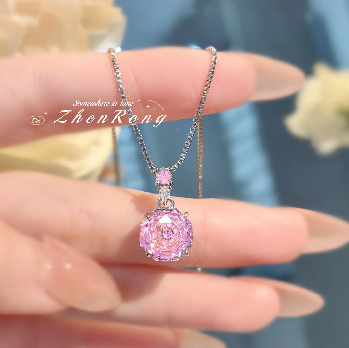 New Rose Cut Dream Color Zircon Crystal Pendant Necklaces Stud Earrings Rings For Women Fashion Luxury Female Jewelry Sets Good Vibrations Adult Super Store