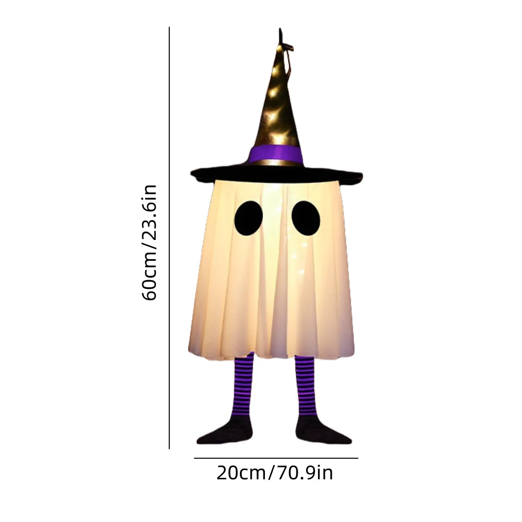 Halloween Hanging Ghost Decorations, Outdoor Halloween Witches Hat Lights, Glowing Ghosts for Garden Trees, Yard Halloween Decor Good Vibrations