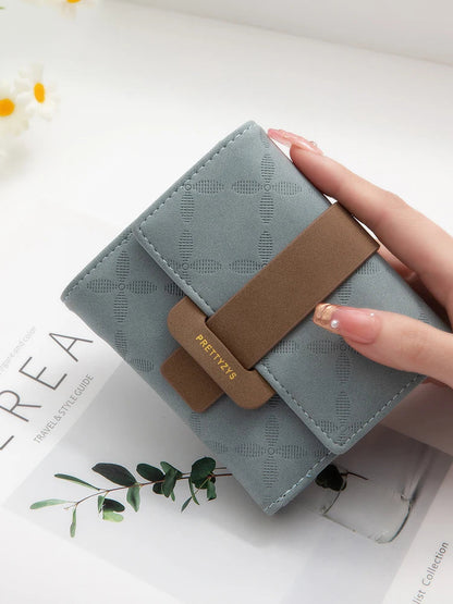 Explosive purse female Korean PU plaid buckle simple multi-card folding triple fold bag large capacity student ladies daily trav Good Vibrations