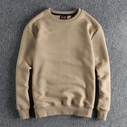 Autumn Winter American Retro Heavyweight Velvet Solid Color Sweatershirt Men's Fashion Pure Cotton Washed Youth Pullover Hoodies Good Vibrations