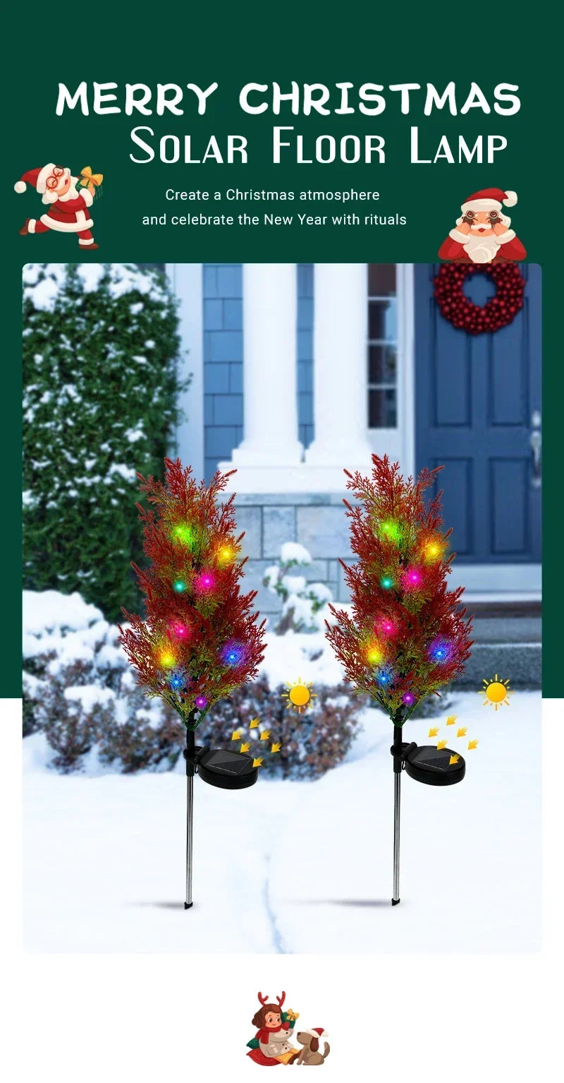 2025 Hot Outdoor Decoration Christmas Tree Light Solar Charging Simulation Pine Tree 20 LED Lawn Light Garden Decoration Light Good Vibrations