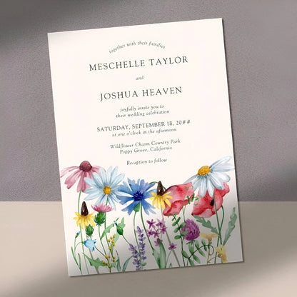 20pcs Country Wedding Invitation, Personalized Wedding Invitation Card, Wedding Invitations for Elegant Wildflowers Good Vibrations