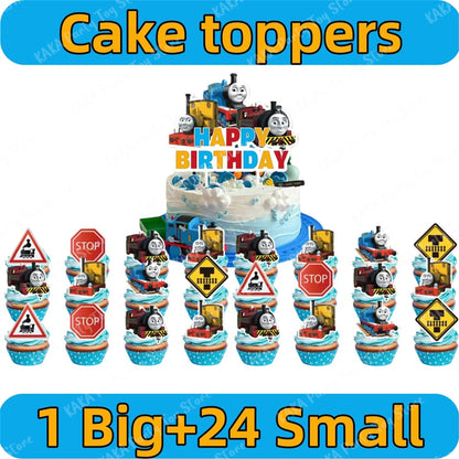 Thomas Birthday Decorations Cartoon Train Balloons Paper Tableware Stickers Backdrop For Kids Boy Girl Party Supplies Toy Gifts Good Vibrations