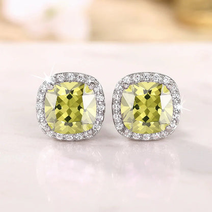 Ne'w Bright White/Yellow/Pink CZ Stud Earrings for Women Fashion Contracted Jewelry High Quality Wedding Engagement Good Vibrations