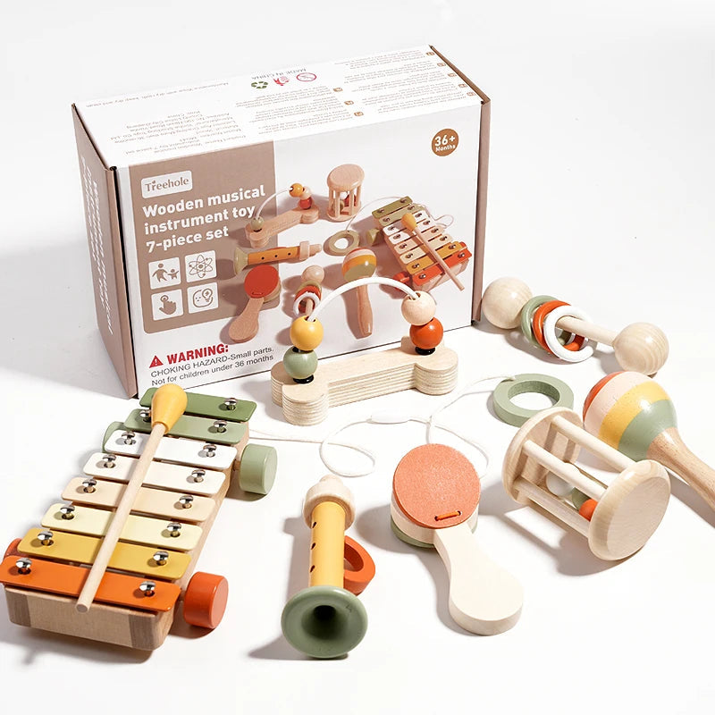 Wooden Musical Instrument Toy Set Includes a variety of instruments like xylophones and rattles Kids will have a blast playing m Good Vibrations