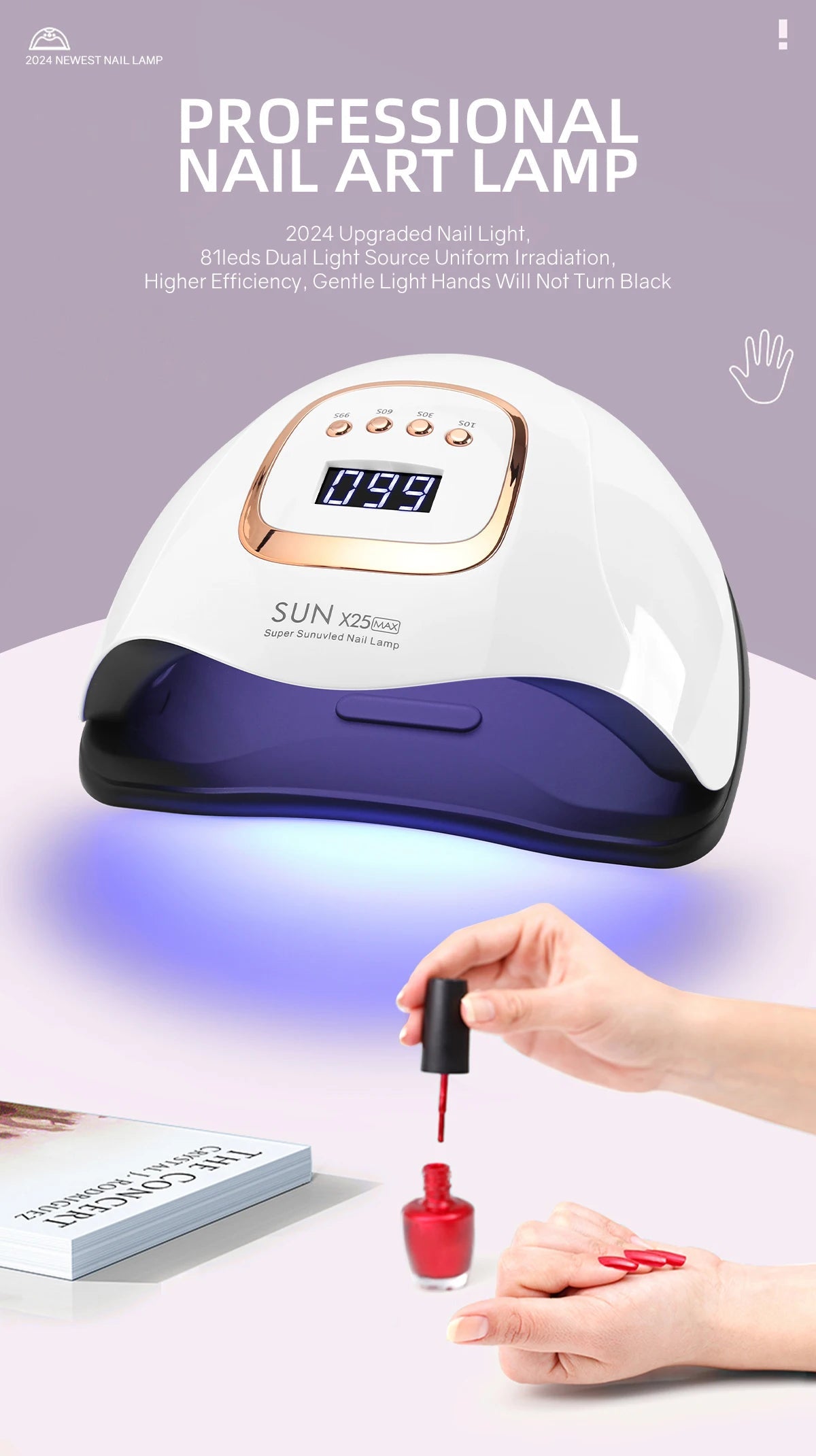 DianaBeauty 380W LED UV Lamp Dryer for Nails Gel Polish Drying Lamp with 4 Timer Setting Auto Sensor Professional Nail Light Good Vibrations