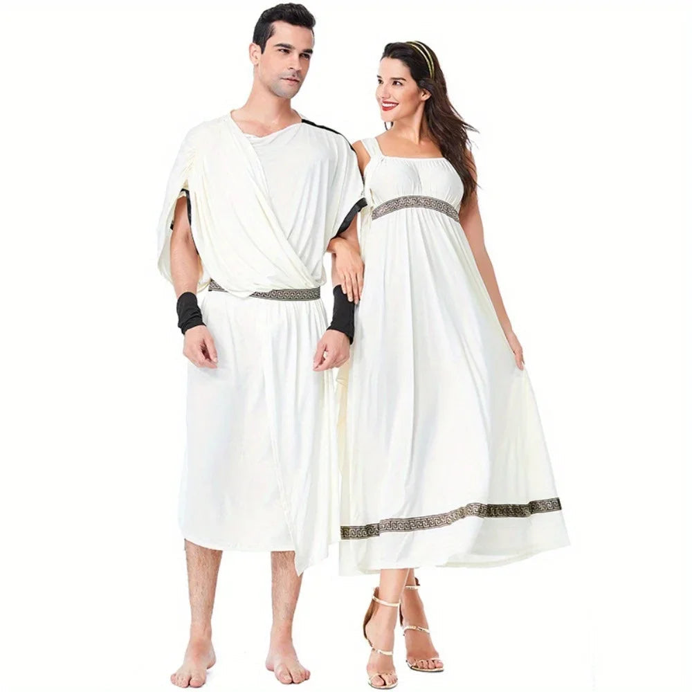Halloween Cosplay Costume: Medieval - Inspired Arab Roman - Style White Couple Dresses Good Vibrations