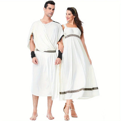 Halloween Cosplay Costume: Medieval - Inspired Arab Roman - Style White Couple Dresses Good Vibrations