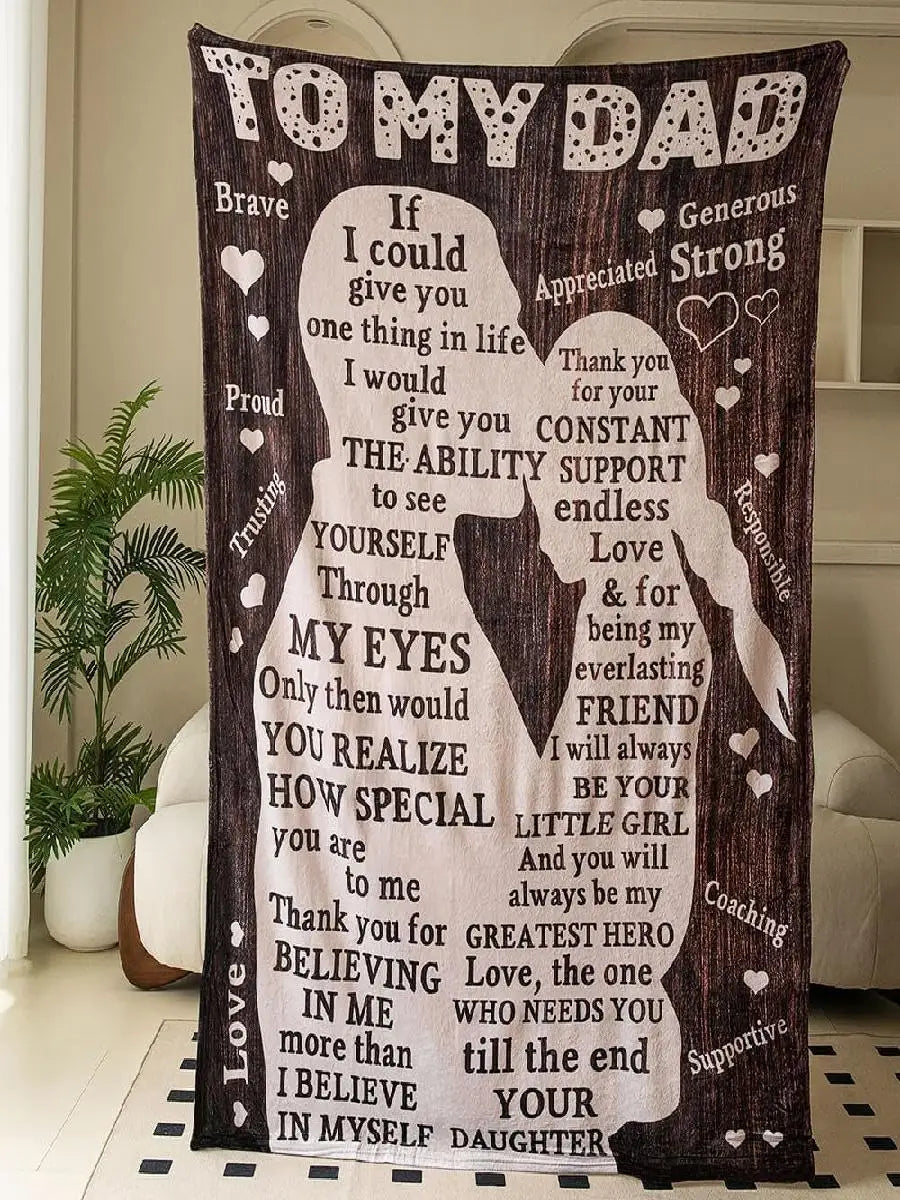 Personalized Fathers Day Throw Blanket Best Dad Ever Gift from Daughter Soft Plaid Throw  L x  W Good Vibrations