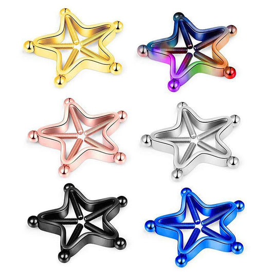[Y]1Pc Stainless Steel Adjustable Nipple Rings For Women, Star Shaped Clip On Nipple Ring Fake Nipple Piercing Jewelry Good Vibrations