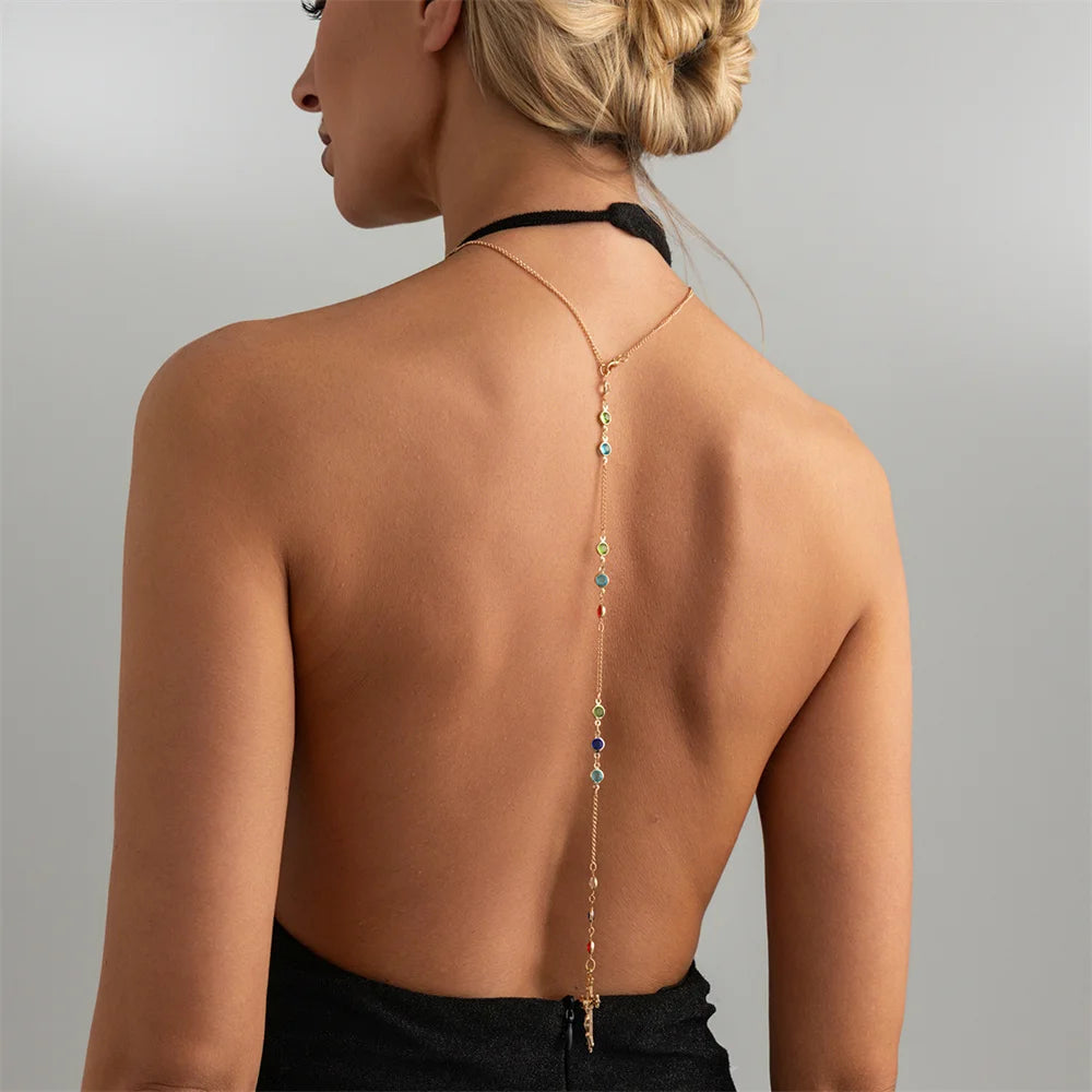 Simple Cross Pendant Colorful Chain Tassel Back Body Chain for Women 2026 Fashion Holiday Jewelry Good Vibrations
