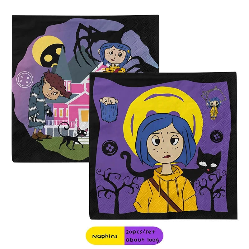Coraline Birthday Party Decorations Supplies Coraline Balloons Decoration Happy Birthday Disposable Tableware Paper Party for Ki Good Vibrations