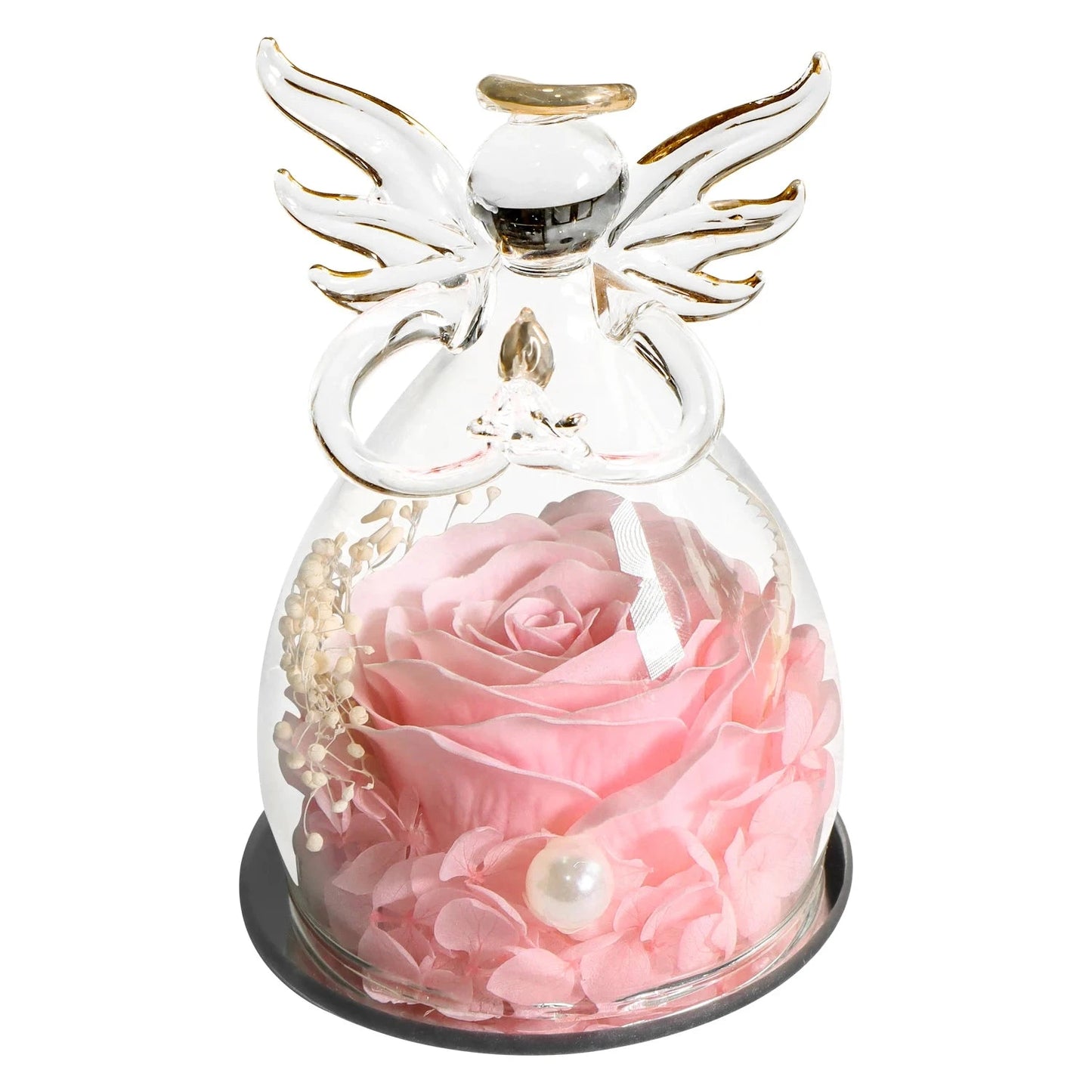Gifts for Women Enchanted Soap Rose In Angel Glass Dome Eternal Artificial Flower Christmas Valentine's Day Gifts Wedding Supply Good Vibrations