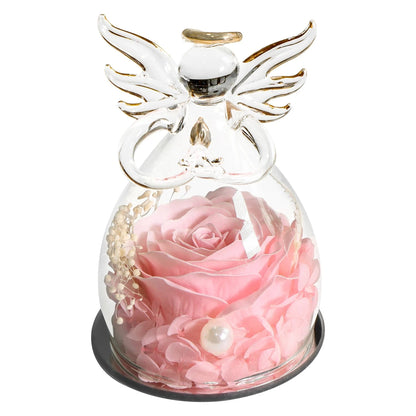 Gifts for Women Enchanted Soap Rose In Angel Glass Dome Eternal Artificial Flower Christmas Valentine's Day Gifts Wedding Supply Good Vibrations