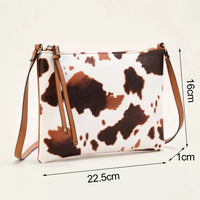 Small Cow Pattern Crossbody Bags For Women, PU Leather Textured Bag Purse, Classic Versatile Fashion Shoulder Bag Good Vibrations