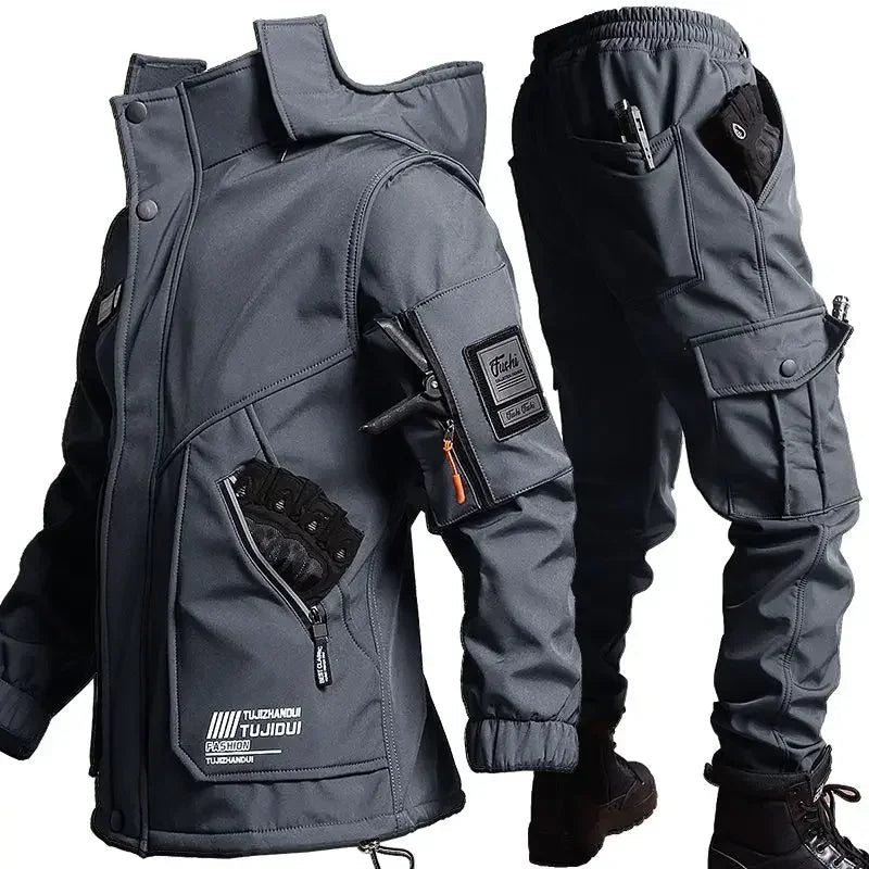 New Winter Velvet Thickened Jacket Suit for Men and Women Windproof and Water-proof Outdoor Cold-proof and Warm Work Clothes Good Vibrations