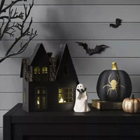Halloween Ghost Ornament Ghost Holding Pink Pumpkin Bat Resin Ornament Home Living Room Bedroom Office Desktop Decoration Good Vibrations