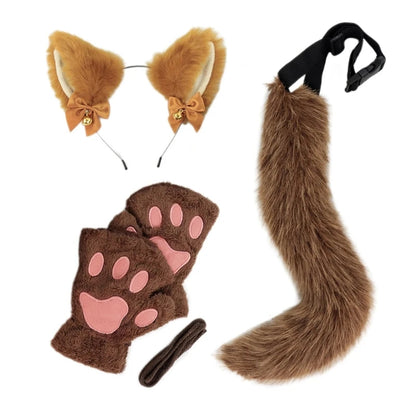 Cats Dress up Costume Includes Headband, Tail, Gloves for Girl Halloween Good Vibrations
