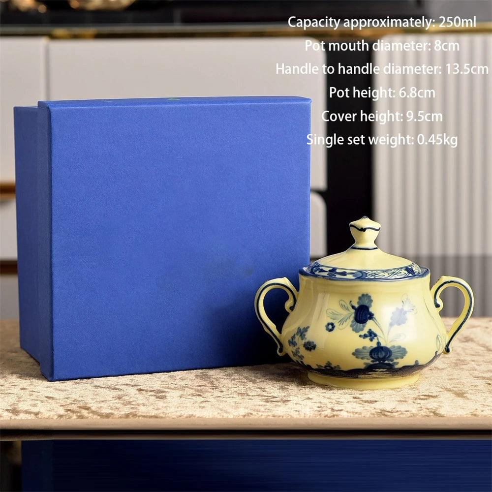 Italian Ceramic Tableware Household Jewelry Box Teapot Sugar Pot Milk Pot Kitchen Supplies Dim Sum Plate Fruit Plate Tableware Good Vibrations