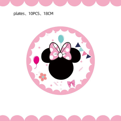 Minnie Mouse Birthday Decoration Disposable Cups Plates Tablecloth Cake Latex Balloon Baby Shower Kids Girls Party Supplies Good Vibrations