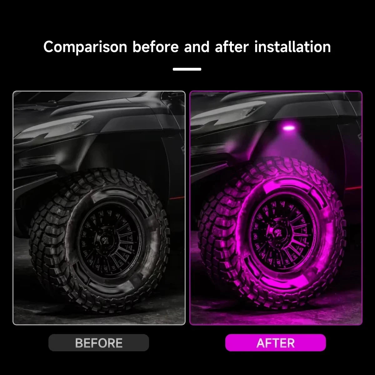 4PCS Car Chassis Light 12V LED Rock Lights 24 High Brightness Ambient Lighting For Polaris Yamaha Can-Am UTV ATV Off Road Jeep Good Vibrations