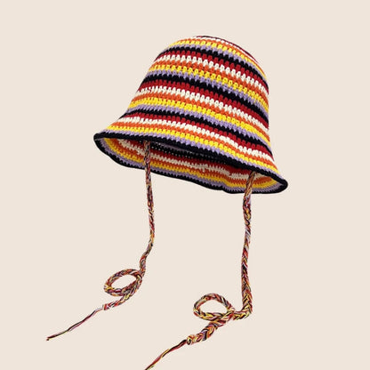 2024 Spring New Crochet Hat Korean Handmade Bucket Hat Women's Weaving Knitted Hat Y2k Fashion Flowers Autumn Winter Ins Beanies Good Vibrations