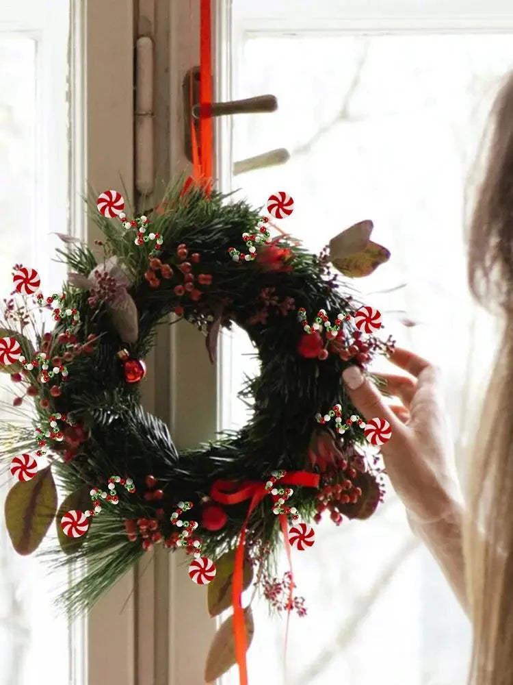 Christmas Candy Cane Decorations Christmas Tree Decoration Red White Lollipop Decoration Curved Candy Christmas Tree Stems Decor Good Vibrations