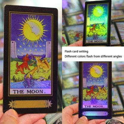 78 Holographic Tarot Cards with Guide Book Waterproof Future Telling Game for Beginners Edition Magician Tarot Deck Board Game Good Vibrations