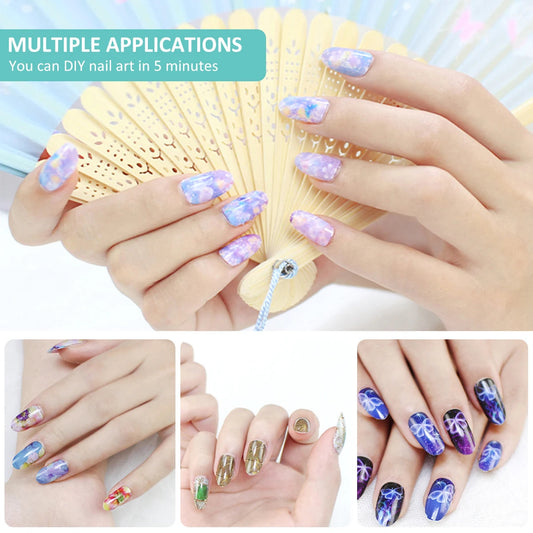 10 Sheets Beautifully Nail Stickers Self-Adhesive Lasting Nail Polish Stickers DIY Nail Art Decals Colorful Nail Accessories Good Vibrations