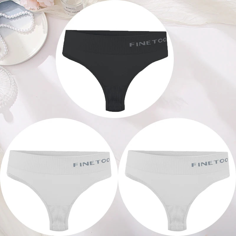 3PCS/Set Women's Panties Sexy Underwear FINETOO Large Size Thong Women Seamless Panties High Waist Girls Thongs M-2XL Good Vibrations