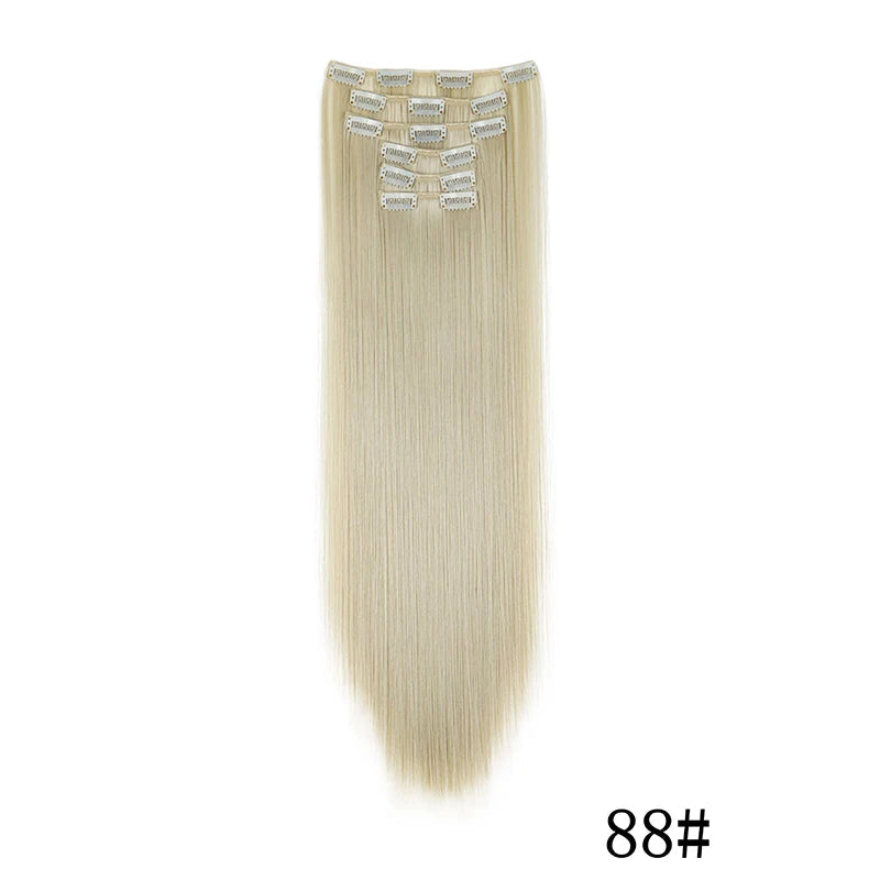 Synthetic Clips in Hair Extensions Long Straight Hairstyle Blonde Black Hairpieces Heat Resistant False Hair Daily Use Good Vibrations