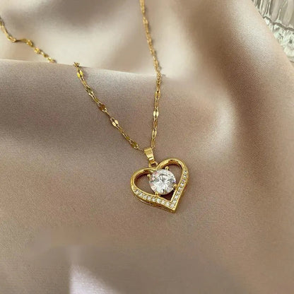 Elegant Style Heart shaped Pendant Necklace Hollow Design Mother's Day Gift Party Suitable for Best Friends Without Box Good Vibrations