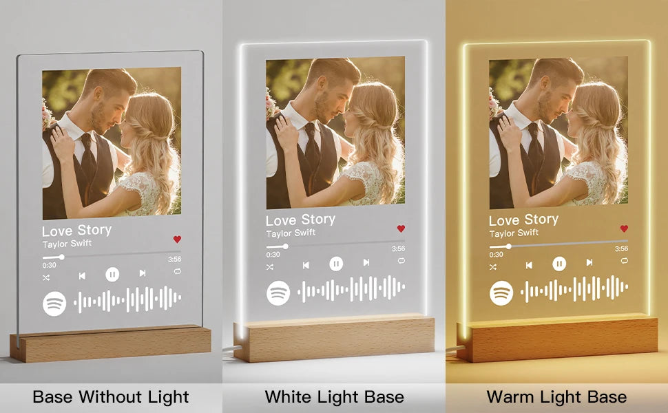 Custom Photo Wedding Acrylic Plaque LED Light Anniversary Gifts With LED Light Newly Engagement Frame Gift Personalized Photo Good Vibrations