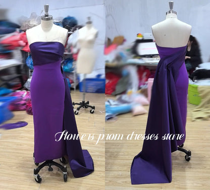 Flowers Prom Satin Evening Dresses Straight Party Dress Pleats Christmas Dress فساتين مناسبة رسمية Customized Good Vibrations
