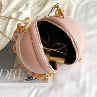Personality INS Fashion Women Ball Bag Soft PU Leather Round Crossbody Thick Chain Hand Bags And Purses Female Basketball Bag Good Vibrations