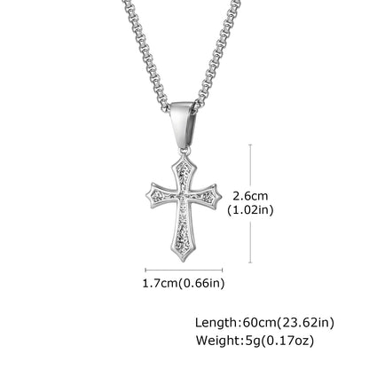 Hip Hop Cross Necklace for Men Women,50/55/60cm Stainless Steel Chic Cross Pendant,Christian Classic Jewelry Gifts Good Vibrations