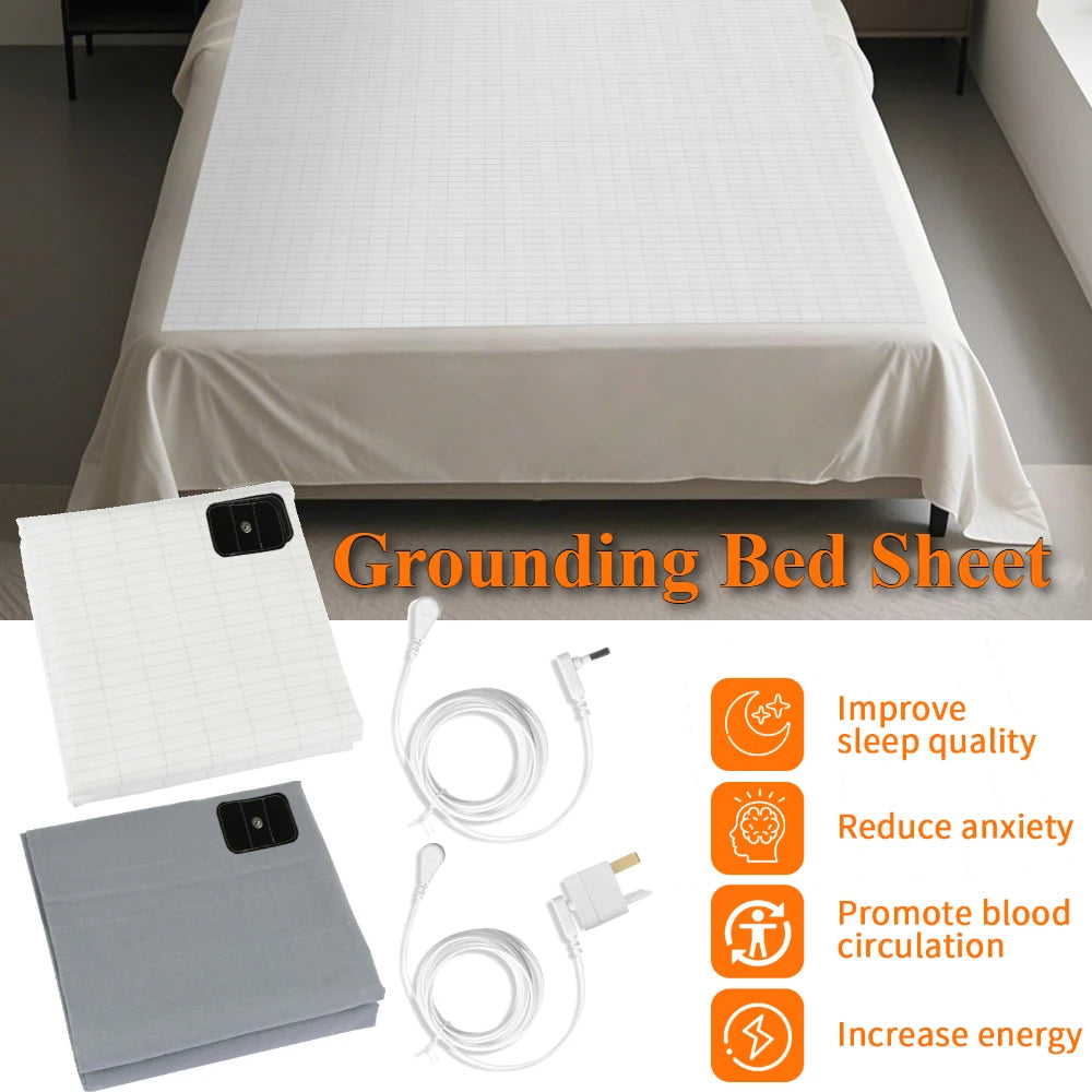Grounding Bed Sheet US/UK/EU Plug Grounding Mat 10% Silver Fiber & 90% Organic Cotton Natural Healthy Energy Sleep Mat Good Vibrations