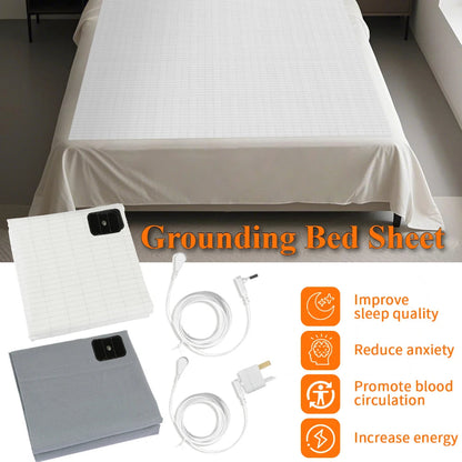 Grounding Bed Sheet US/UK/EU Plug Grounding Mat 10% Silver Fiber & 90% Organic Cotton Natural Healthy Energy Sleep Mat Good Vibrations