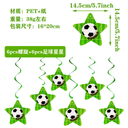 Soccer Party Hanging Decor Pull Flag Banner Spiral Football Birthday Party Soccer Club DIY Decoration Supplies Garland Pennant Good Vibrations
