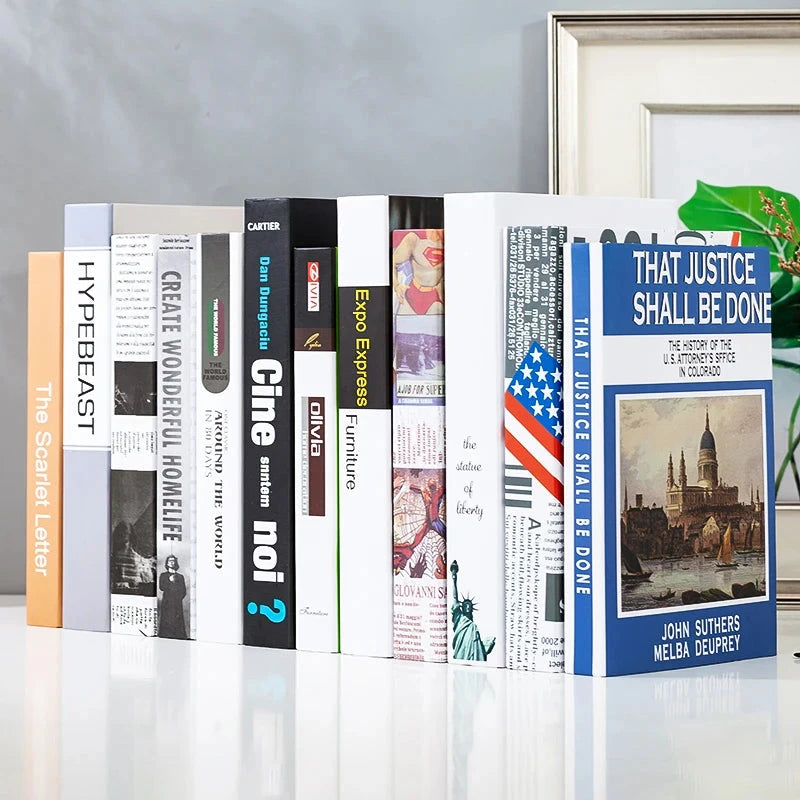 Modern fake book ornament Nordic light luxury simulation book living room home store decoration photo props book case box Good Vibrations