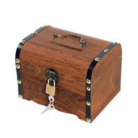 Wooden Retro Treasure Chest Piggy Bank Decorative Box With Lock,Coin,Banknote Storage Box Safe Money Box Gift cofre del tesoro Good Vibrations Adult Super Store