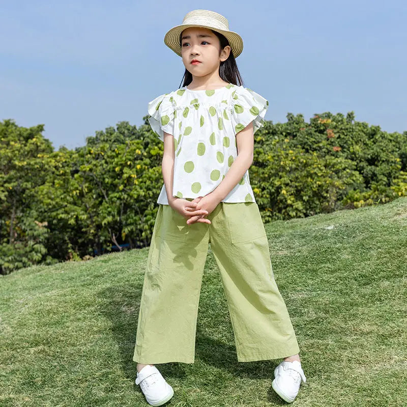 Children's Clothing 7 To 12 Years Child Summer Set 4 Girl Clothes Sets Kids Girls Teenagers T-shirt 10 Old Top Bottom 8 14 Year Good Vibrations