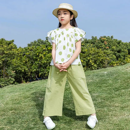Children's Clothing 7 To 12 Years Child Summer Set 4 Girl Clothes Sets Kids Girls Teenagers T-shirt 10 Old Top Bottom 8 14 Year Good Vibrations
