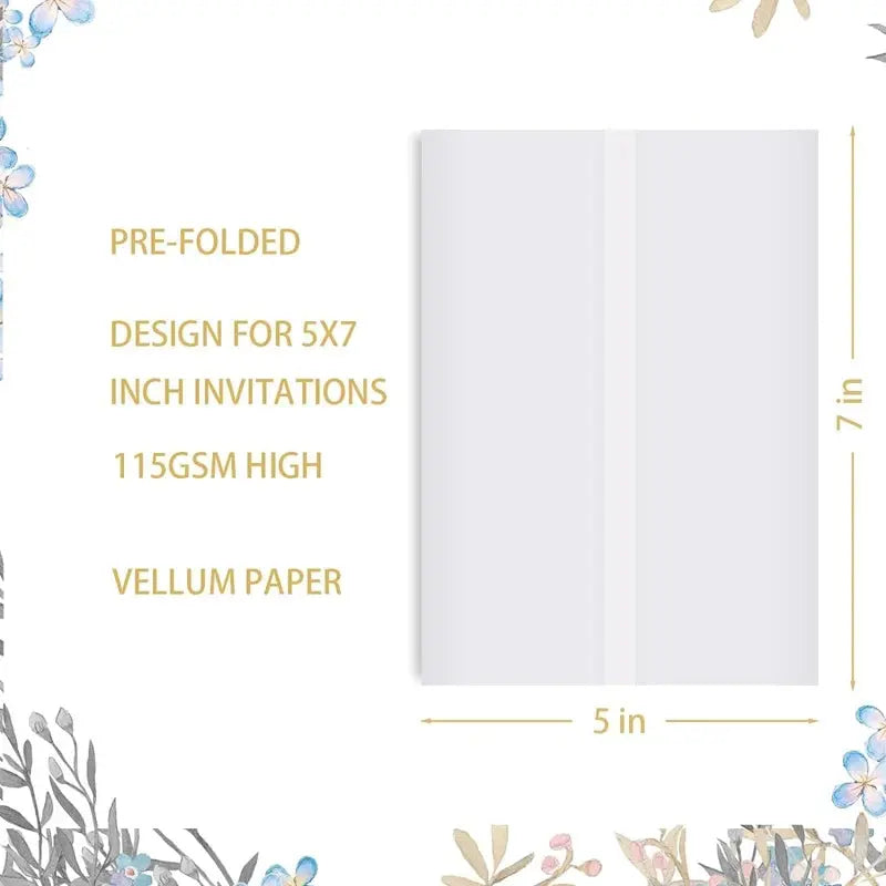 50 Sheets Pre-Folded Vellum Jackets For 5X7 Invitations,Vellum Wraps For 5 X 7 Wedding Invitations,Envelope Liners Good Vibrations