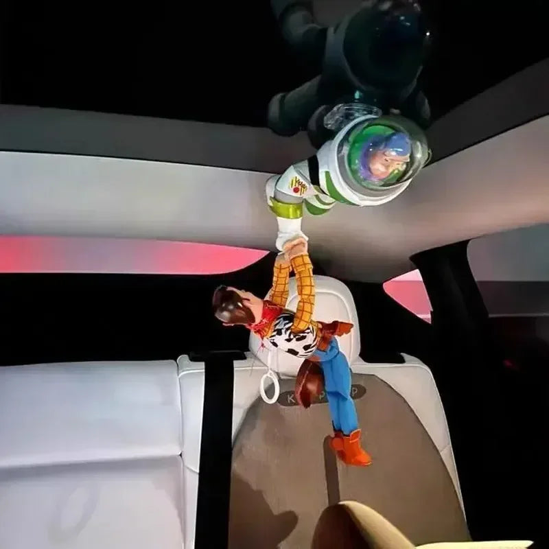 Toy Story Buzz Lightyear Rescue Woody Plush Dolls Auto Car Exterior Decoration Funny Dolls Outside Hang Toy Car Roof Ornament Good Vibrations